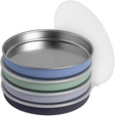 Elk and Friends 7.8” Stainless Steel Non Divided Plates with Silicone Sleeve + Storage Lid | Baby, Toddler, Kids | Dishwasher Safe | Dinner & Snack Plates | 4 Pack by TinyTreasures Baby Boutique