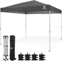 CAPHAUS 12ft x 12ft Patented One-Push Pop Up Outdoor Canopy Tent, Heavy-Duty Commercial Grade w/Central Lock, Portable and Instant Folding Shelter with Wheeled Carry Bag and Weight Bag, Dark Grey by GreenHaven Gardens