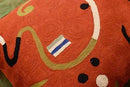 Kandinsky Modern Pillow Cover - Orange Ribbon | Mid Century Chair Cushions | Orange Abstract Pillows | Contemporary Pillowcase | Modern Couch Pillows | Hand Embroidered Cushion | Wool Size 18x18 by CozyNest Decor