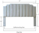 24KF Steel Gray Velvet Tufted King Upholstered Headboard, Modern Vertical Channel Design California King Headboard with Stepped Silhouette Top Edge, Steel Gray by CozyNest Decor