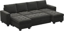 Belffin Modular Sectional Sleeper Sofa with Pull Out Bed Velvet Convertible U Shaped Sectional Sofa Couch with Storage Chaises for Living Room Grey by CozyNest Decor
