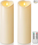 Homemory 4"x12" Outdoor Waterproof Flameless Candles with Timers and Remote Control, Battery Operated Candles, LED Plastic Candles, Dark Ivory, Set of 2 by CozyNest Decor
