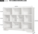 Book Shelf, 10 Cubes Storage Organizer, 3-Tier Open Shelf Wooden Bookcase, Freestanding White Bookshelf Cube Shelf for Bedroom, Living Room by CozyNest Decor