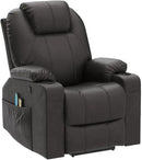 VIVIJASON Power Lift Chair Electric Recliner for Elderly Heated Vibration Massage Faux Leather Recliner Chair with 2 Remote Controls, Cup Holders, Side Pockets & USB Ports for Living Room (Brown) by CozyNest Decor