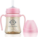 GROSMIMI Spill Proof no Spill Magic Sippy Cup with Straw with Handle for Baby and Toddlers, Customizable, PPSU, BPA Free 6 oz (Pink) by TinyTreasures Baby Boutique
