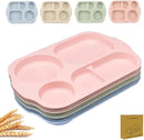 12 Inch Divided Plates4 PCS - Reusable Unbreakable Wheat Straw Plates, Dinnerware Lunch Tray Plates Tableware for Kitchen, Picky Eaters, Campers and Portion Control (Blush) by CozyNest Decor