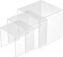 Clear Acrylic Risers 3 pcs, Square Acrylic Food Display Stands Tabletop, Display Shelf for Vendors, Collectibles, Funko Pop, Food, Glasses, Perfume, Small Plants - 5''x6''x7'' by CozyNest Decor