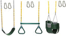 Eastern Jungle Gym Pack of 3 Backyard Swings Replacement Belt Swing, Ring Trapeze Bar Combo Swing and Full Bucket Toddler Swing with Coated Swing Chains and Snap Hooks by TinyTreasures Baby Boutique