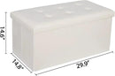 SUPER DEAL Folding Storage Ottoman Bench, Waterproof Faux Leather Ottoman Padded Seat Footrest Bench for Living Room, Bedroom, Entryway, Small Spaces, 15 x 30 x 15 inches, Creamy White by CozyNest Decor