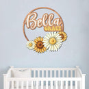 Custom wooden nursery name sign, Boho nursery wood 2 layer, Floral nursery name sign for girls, Daisy Sunflower Baby name signs for nursery, Wood name signs, Baby shower, Nursery decor flower gift/18 by TinyTreasures Baby Boutique