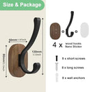 Wall Hooks for Hanging Coats - 4 Pack Coat Hooks Wall Mounted, Wood Coat Hooks for Wall, Bussdis Single Metal Hooks for Hanging Hats, Keys, Towel, Robe, Purse, Jackets, Decorative Livingroom, Bathroom by CozyNest Decor