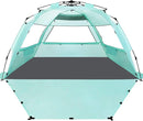 WhiteFang Deluxe Pop Up Beach Tent Sun Shade Shelter for 3-4/5-6 Person, UV Protection, Extendable Floor with 3 Ventilating Windows Plus Carrying Bag, Stakes, and Guy Lines by TinyTreasures Baby Boutique