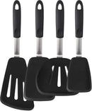 Set of 4 Silicone Spatula Utensils by Boxiki Kitchen. Professional Silicone and Stainless Steel Kitchen Spatula for Cooking, Pancakes, Eggs and Fish. by CozyNest Decor