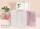 Kendal Extra Large Jewelry Box Jewelry Case PU Leather 6 Tier 5 Drawers Large Storage Capacity with Mirror Jewelry Storage Organizer Great Gift Also Good For Watches LJC-SHD5CM(White) by TinyTreasures Baby Boutique