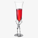 Skeleton Champagne Flute Glass 7.5oz | Gothic Halloween Drinkware | 10" Tall Skeleton Goblet for Haunted House Decor, Spooky Wine Glass, Gothic Party Supplies, Skeleton Gifts & Themed Celebrations by CozyNest Decor