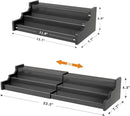 Spice Rack Organizer For Cabinet - 3 Tier Black Bamboo Wooden Expandable Display Shelf from 12.70 to 22.20 inch by CozyNest Decor