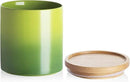 Sweejar Ceramic Food Storage Jar, Stackable Kitchen Canisters, Containers with Airtight Seal Wooden Lid for Serving Ground Coffee, Tea, Sugar, Salt and More - 16 Fl Oz (Gradient Green) by CozyNest Decor