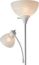 GLOBE Electric 67136 72" Torchiere Floor Lamp with Adjustable Reading Light, Matte White Finish, Frosted Shades, Rotary Switch on Socket, E26 Base by CozyNest Decor
