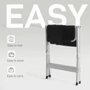 EVER ADVANCED Aluminum Directors Chair, Folding Studio Movie Chairs Camping Event Vendor Chair, 19" Seat Height Black Fabric/White Frame, Support 350lbs by GreenHaven Gardens