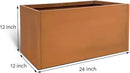 Corten Steel Planter Box Metal Outdoor Large Rectangular Rustic Durable Antique Detached for Commercial Residential Patio Deck and Backyard 24" x 12" x 12" by CozyNest Decor