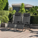 Nazhura Set of 2 Relaxing Recliners Patio Chairs Adjustable Steel Mesh Zero Gravity Lounge Chair Beach Chairs with Pillow and Cup Holder Black by CozyNest Decor