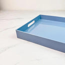 Light Blue Decorative Tray, Rectangular Large Serving Tray with Handles, Plastic Coffee Table Tray for Ottoman, Living Room, Kitchen Tabletop, 15.7” x 11.8” x1.6” by CozyNest Decor