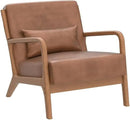 INZOY Mid Century Modern Accent Chair with Wood Frame, PU Leather Reading Armchair with Waist Cushion, Upholstered Living Room Chairs for Bedroom Sunroom (Camel) by CozyNest Decor