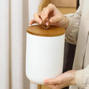 Ceramic Storage Jars, Modern Elegant Highly Polished Airtight Gorgeous Storage Canisters with Wooden Lid Small Food Stroage Jar for Kitchen Spice Tea Vanilla Sugar Coffee Beans (White tuba) by CozyNest Decor
