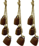 2pc Rustic Charm Bell - Handmade Hemp Rope Wind Chimes Hanging Decoration, Distressed Finish Cow Bell with Jute Hanging Rope, Perfect for Front Door, Outdoor, Window, and Home Decor, by CozyNest Decor