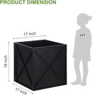 Metal Square Planter Box Tall Planters for Outdoor Plants Modern Heavy Duty with Drainage Holes for Outside Indoor Patio Deck - Black, 17”x 17”x 18” by CozyNest Decor