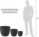 Kante 18",14",10" Dia Concrete Round Planters (Set of 3), Outdoor Indoor Large Planter Pots with Drainage Hole and Rubber Plug for Home Patio Garden, Black by GreenHaven Gardens