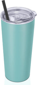 VEGOND 20oz Tumbler Bulk with Lid and Straw 1 Pack, Stainless Steel Vacuum Insulated Tumbler, Double Wall Coffee Cup Travel Mug, River Green by TinyTreasures Baby Boutique
