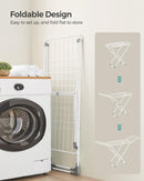 SONGMICS Clothes Drying Rack, Metal Laundry Drying Rack, Foldable, Space-Saving, Free-Standing Airer, with 2 Gullwings, Indoor Outdoor Use, Bed Linen Clothing, White ULLR540W01 by TinyTreasures Baby Boutique