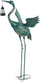 DREAMSOUL 40.5" Heron Garden Statues Large Metal Crane Outdoor Statues Standing Solar Bird Statue for Patio Pool Lawn Decoration by GreenHaven Gardens