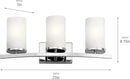 Kichler Crosby 23" Vanity Light in Chrome, 3-Light Contemporary Bathroom Light with Satin Etched Cased Opal Glass, (23" L x 8.75" H), 45497CH by CozyNest Decor
