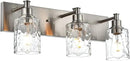 BONLICHT Bathroom Vanity Light Fixtures 3 Lights Modern Wall Sconce Brushed Nickel with Metal Base and Hammered Glass Shade, Industrial Farmhouse Bath Wall Lights for Hallway Kitchen Bedroom by CozyNest Decor