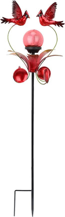VCUTEKA Cardinal Solar Lights Outdoor Metal Garden Stake Waterproof Crackle Glass Globe Garden Decor Cardinal for Pathway, Lawn, Patio, Yard by CozyNest Decor
