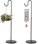 2 Pack Plant Stand Indoor Outdoor, Heavy Duty Wind Chime Holders, Hanging Plant Stand, 33" - 59" Adjustable Shepherds Hooks, Hold 16 lbs - Black by GreenHaven Gardens