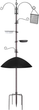 Bird Feeder,91in 4 Hook Bird Feeder Pole with Squirrel Baffle,Bath and Mesh Tray,Steel Multi-Feeder Kit Stand for Attracting Wild Birds, Easy Assembly for Courtyards (Weld, Black 91IN) by GreenHaven Gardens