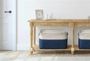 DECOMOMO Storage Bins Fabric Storage Baskets for Shelves, Linen Closet Organization Toys Nursery (Navy Blue and White, Large - 3 Pack) by CozyNest Decor