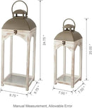 Glitzhome Set of 2 Mondern Farmhouse Wood Metal Lanterns Decorative Candle Lanterns, White (No Glass) by CozyNest Decor