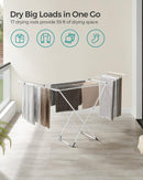 SONGMICS Clothes Drying Rack, Metal Laundry Drying Rack, Foldable, Space-Saving, Free-Standing Airer, with 2 Gullwings, Indoor Outdoor Use, Bed Linen Clothing, White ULLR540W01 by TinyTreasures Baby Boutique