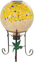 10" Diameter Solar Gazing Ball and 8.5" Metal Stand Indoor Outdoor Yard Art Ornament Coloful Spot Glass Globe Sphere Solar Gazing Balls for Garden,Lawn,Porch,Patio Birthday Gifts for Women,Mom by CozyNest Decor