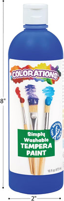 Colorations Paraben-Free Simply Washable Tempera Paint, Rainbow Plus 8 Pack, Matte Finish, Classroom Supplies, Vibrant Colors, Non-Toxic, Washes Off Easily, School, Craft, Art Supply Set, Each 16oz by TinyTreasures Baby Boutique