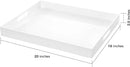 White Rectangular 16x20 Inches Acrylic Ottoman Tray Decorative Serving Tray with Cutout Handles Organizer Tray on Coffee Table Countertop Big Breakfast Bed Tray Living Room Appetizer Serving Food by CozyNest Decor