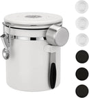 ShanSon Coffee Canister Airtight Coffee Container Stainless Steel Coffee Bean Storage Container with Scoop Coffee Canister for Beans Grounds Sugar Flour Tea Cereal,16OZ, White by CozyNest Decor