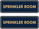 Signs ByLITA Standard Sprinkler Room Sign (Navy Blue/Gold) - Small 2 Pack