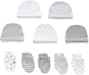 Newborn Baby Boy Girl Caps Mittens Socks Set Cotton Baby Essentials Accessories (Hats+Gloves+Socks) by TinyTreasures Baby Boutique