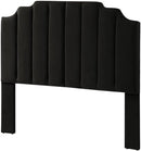 24KF Black Velvet Tufted Queen Upholstered Headboard, Modern Vertical Channel Design California Queen/Full Headboard with Stepped Silhouette Top Edge,Black by CozyNest Decor
