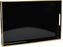 Spsyrine Black Decorative Serving Tray with Handles, Elegant Plastic Coffee Table Tray for Ottoman, Living Room, Home Decor 15.6" X 10.2" by CozyNest Decor